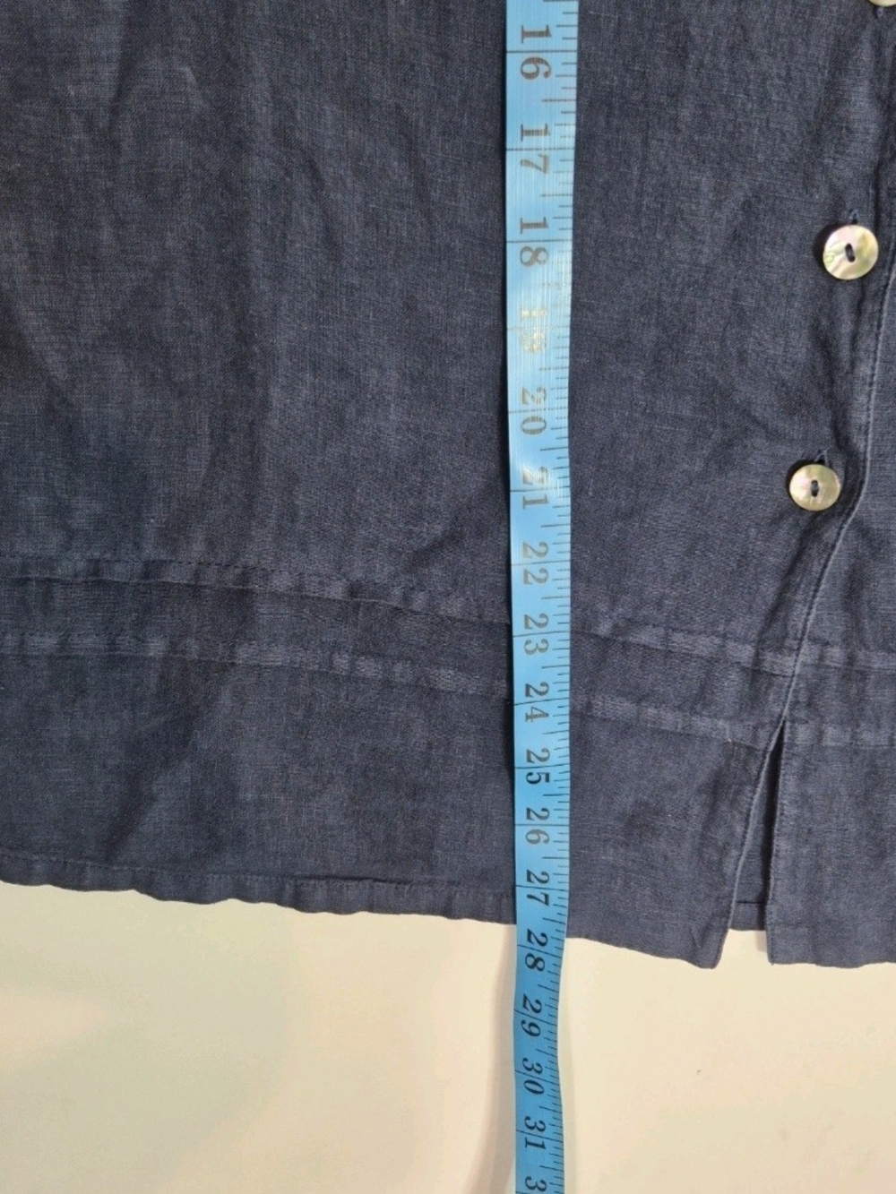 Bryn Walker Women Top Size S Sleeveless Mandarin Collar Linen Button Up Blue 68 - Picture 5 of 11
